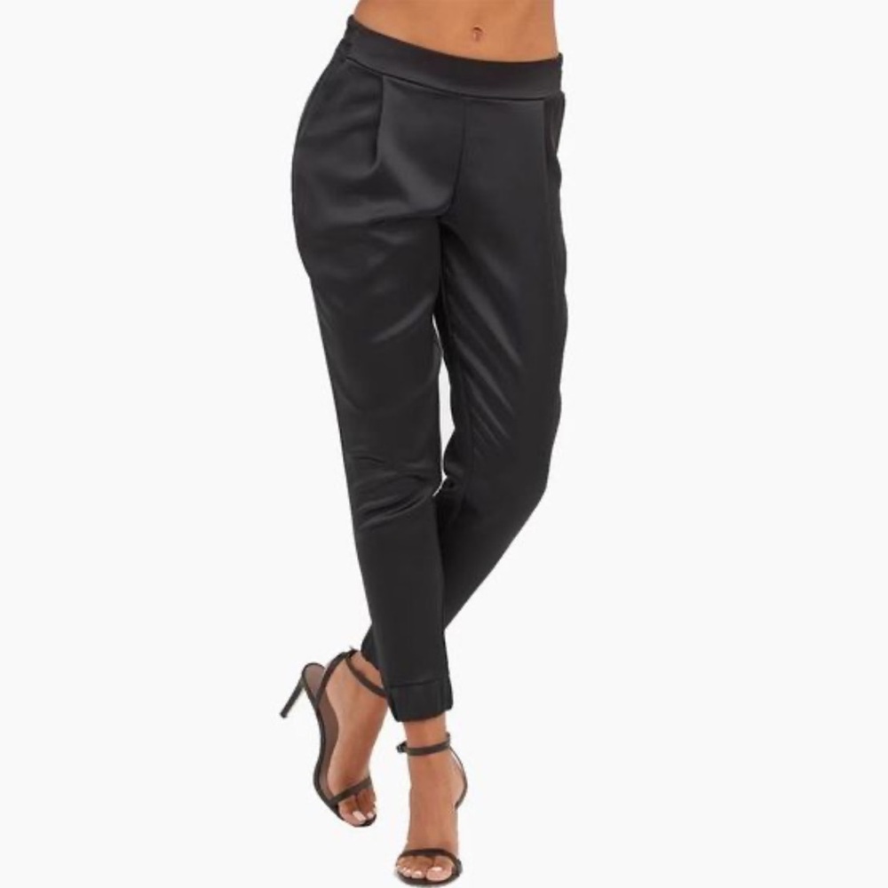 SPANX High Waisted Satin Jogger Black Trouser 2XL